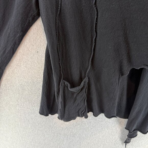 Fenini Womens Size Large Black Asymmetrical Design Wrape Sweater Button Detail - Picture 13 of 16